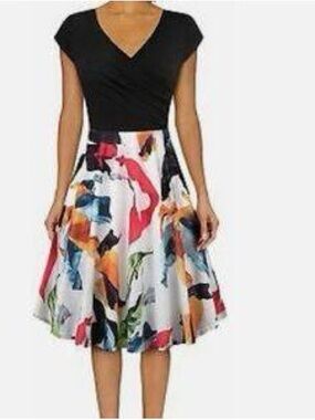 Dress sz XL Laksmi wrap floral a line black